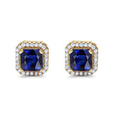 Stud Earrings Wedding Bridal Princess Simulated Cubic Zirconia Solid 925 Sterling Silver