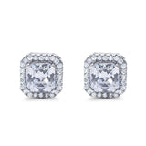 Stud Earrings Wedding Bridal Princess Simulated Cubic Zirconia Solid 925 Sterling Silver