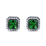 Stud Earrings Wedding Bridal Princess Simulated Cubic Zirconia Solid 925 Sterling Silver