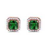 Stud Earrings Wedding Bridal Princess Simulated Cubic Zirconia Solid 925 Sterling Silver