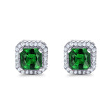 Stud Earrings Wedding Bridal Princess Simulated Cubic Zirconia Solid 925 Sterling Silver