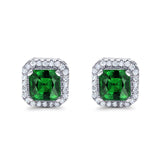 Stud Earrings Wedding Bridal Princess Simulated Cubic Zirconia Solid 925 Sterling Silver