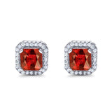 Stud Earrings Wedding Bridal Princess Simulated Cubic Zirconia Solid 925 Sterling Silver