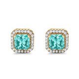 Stud Earrings Wedding Bridal Princess Simulated Cubic Zirconia Solid 925 Sterling Silver