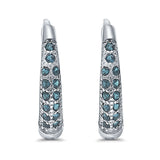 Eternity Huggie Hoop Earrings Channel Round Simulated CZ 925 Sterling Silver (14mm)