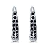 Eternity Huggie Hoop Earrings Channel Round Simulated CZ 925 Sterling Silver (14mm)
