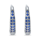 Eternity Huggie Hoop Earrings Channel Round Simulated CZ 925 Sterling Silver (14mm)