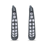 Eternity Huggie Hoop Earrings Channel Round Simulated CZ 925 Sterling Silver (14mm)