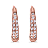 Eternity Huggie Hoop Earrings Channel Round Simulated CZ 925 Sterling Silver (14mm)
