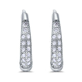Eternity Huggie Hoop Earrings Channel Round Simulated CZ 925 Sterling Silver (14mm)