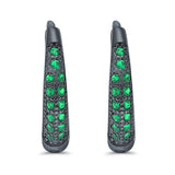 Eternity Huggie Hoop Earrings Channel Round Simulated CZ 925 Sterling Silver (14mm)