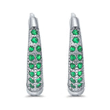 Eternity Huggie Hoop Earrings Channel Round Simulated CZ 925 Sterling Silver (14mm)