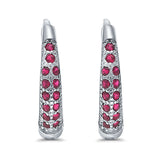 Eternity Huggie Hoop Earrings Channel Round Simulated CZ 925 Sterling Silver (14mm)