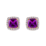 Cushion Cut Stud Earrings Simulated CZ 925 Sterling Silver