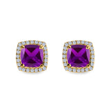 Cushion Cut Stud Earrings Simulated CZ 925 Sterling Silver