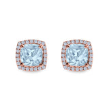 Cushion Cut Stud Earrings Simulated CZ 925 Sterling Silver