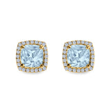 Cushion Cut Stud Earrings Simulated CZ 925 Sterling Silver