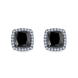 Cushion Cut Stud Earrings Simulated CZ 925 Sterling Silver