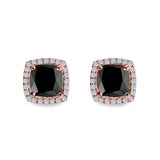 Cushion Cut Stud Earrings Simulated CZ 925 Sterling Silver