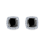 Cushion Cut Stud Earrings Simulated CZ 925 Sterling Silver