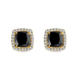 Cushion Cut Stud Earrings Simulated CZ 925 Sterling Silver
