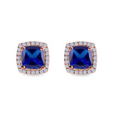 Cushion Cut Stud Earrings Simulated CZ 925 Sterling Silver