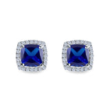 Cushion Cut Stud Earrings Simulated CZ 925 Sterling Silver
