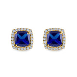 Cushion Cut Stud Earrings Simulated CZ 925 Sterling Silver