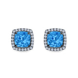 Cushion Cut Stud Earrings Simulated CZ 925 Sterling Silver