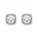 Cushion Cut Stud Earrings Simulated CZ 925 Sterling Silver