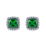 Cushion Cut Stud Earrings Simulated CZ 925 Sterling Silver