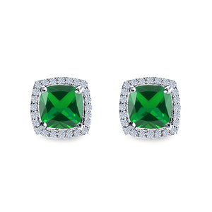 Cushion Cut Stud Earrings Simulated CZ 925 Sterling Silver