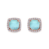 Cushion Cut Stud Earrings Simulated CZ 925 Sterling Silver