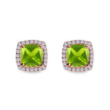 Cushion Cut Stud Earrings Simulated CZ 925 Sterling Silver