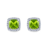 Cushion Cut Stud Earrings Simulated CZ 925 Sterling Silver