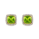 Cushion Cut Stud Earrings Simulated CZ 925 Sterling Silver