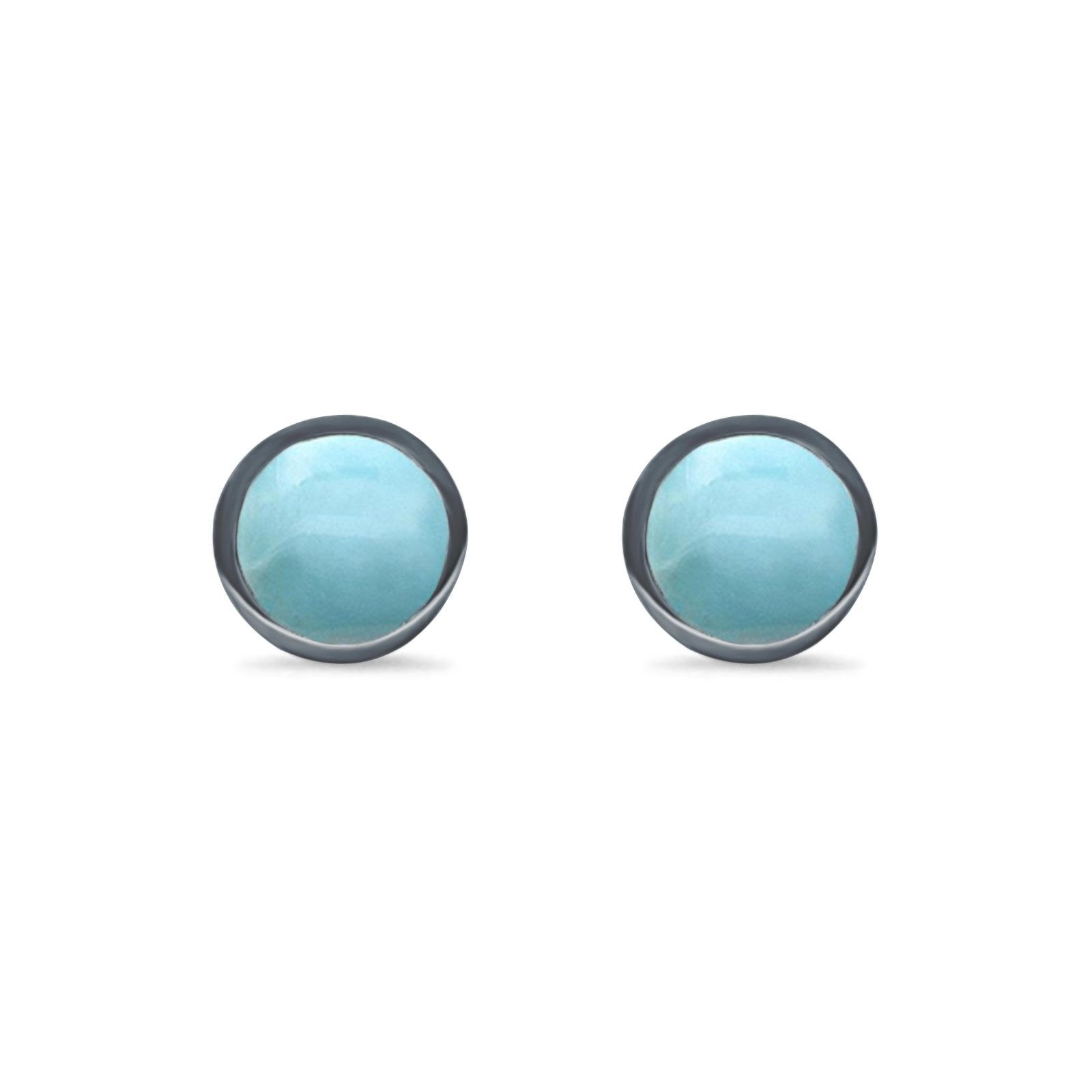 Bezel Stud Earring Round Lab Created Opal 925 Sterling Silver (7mm)