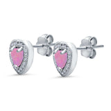 Halo Heart Engagement Lab Opal Earrings Simulated CZ 925 Sterling Silver