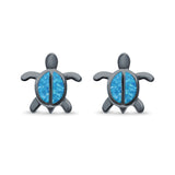 Turtle Stud Earrings Lab Created Opal 925 Sterling Silver