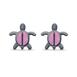 Turtle Stud Earrings Lab Created Opal 925 Sterling Silver