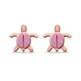 Turtle Stud Earrings Lab Created Opal 925 Sterling Silver