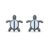 Turtle Stud Earrings Lab Created Opal 925 Sterling Silver