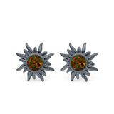 Sun Stud Earrings Created Opal 925 Sterling Silver (6.26mm)