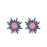 Sun Stud Earrings Created Opal 925 Sterling Silver (6.26mm)