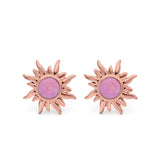 Sun Stud Earrings Created Opal 925 Sterling Silver (6.26mm)