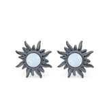 Sun Stud Earrings Created Opal 925 Sterling Silver (6.26mm)