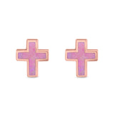 Cross Stud Earrings Lab Created Opal 925 Sterling Silver