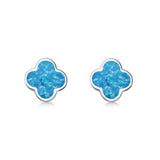 Clover Flower Stud Earring Lab Created Opal 925 Sterling Silver (6.20mm)