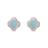 Clover Flower Stud Earring Lab Created Opal 925 Sterling Silver (6.20mm)