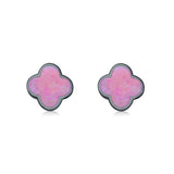 Clover Flower Stud Earring Lab Created Opal 925 Sterling Silver (6.20mm)